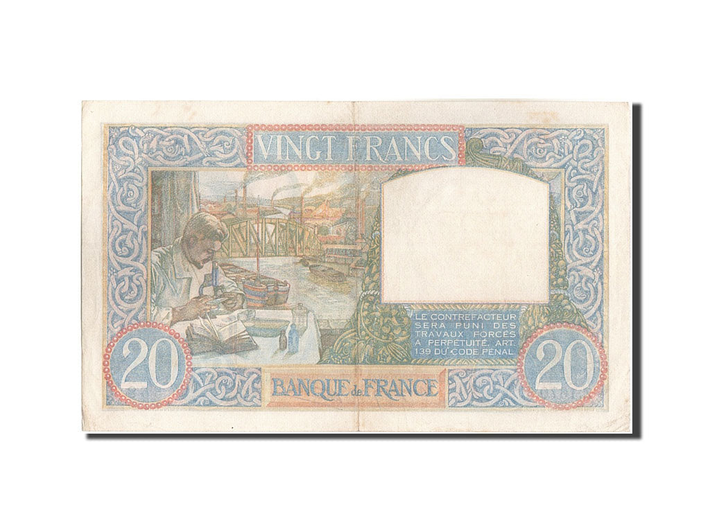 Billete, Francia, 20 Francs, 20 F 1939-1942 ''Science et Travail'', 1940