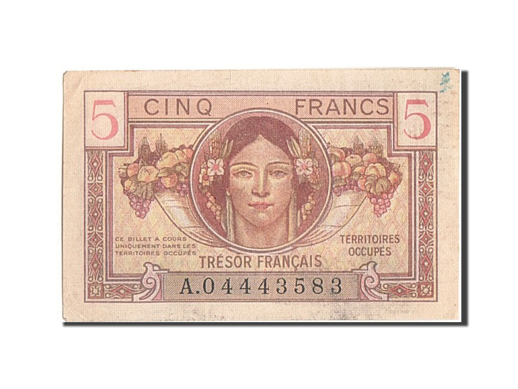 Banknote, France, 5 Francs, 1947 French Treasury, 1947, 1947, EF(40-45)