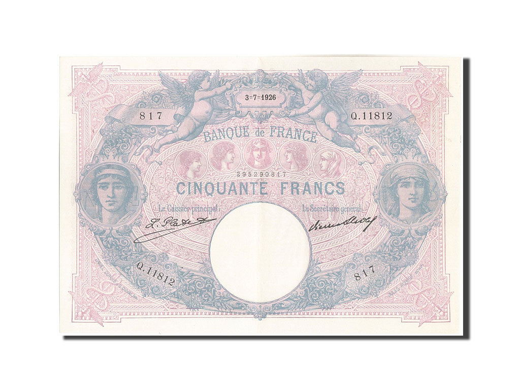 Banconote, Francia, 50 Francs, 50 F 1889-1927 ''Bleu et Rose'', 1926