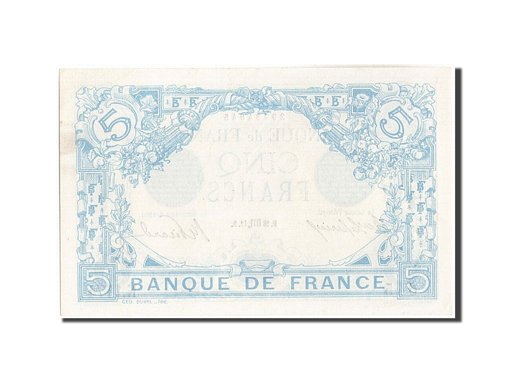 Geldschein, Frankreich, 5 Francs, 5 F 1912-1917 ''Bleu'', 1912, 1912-10-28