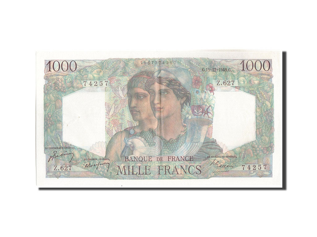 Geldschein, Frankreich, 1000 Francs, 1 000 F 1945-1950 ''Minerve et Hercule''
