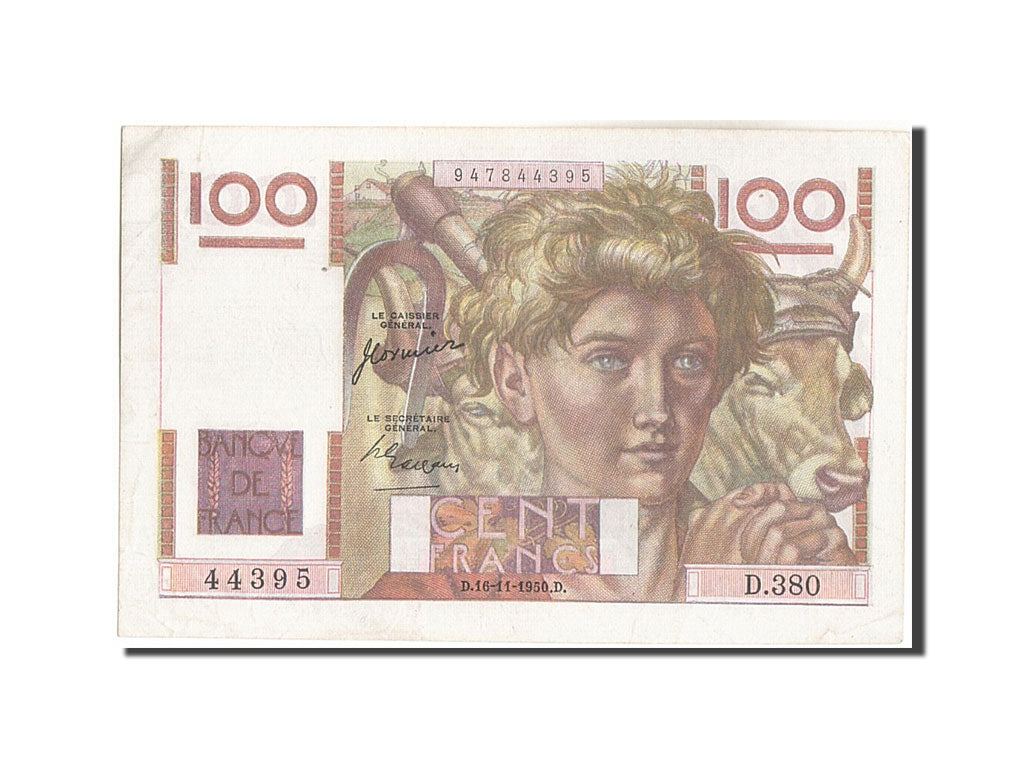 Biljet, Frankrijk, 100 Francs, 100 F 1945-1954 ''Jeune Paysan'', 1950