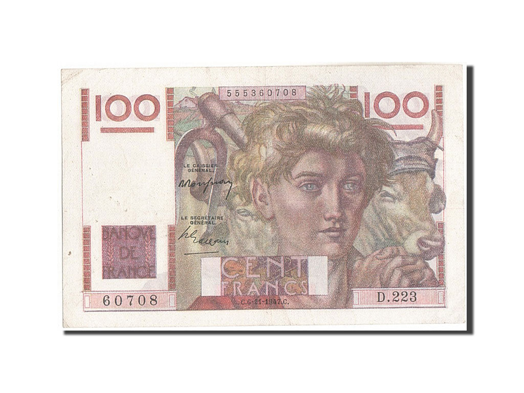 Biljet, Frankrijk, 100 Francs, 100 F 1945-1954 ''Jeune Paysan'', 1947