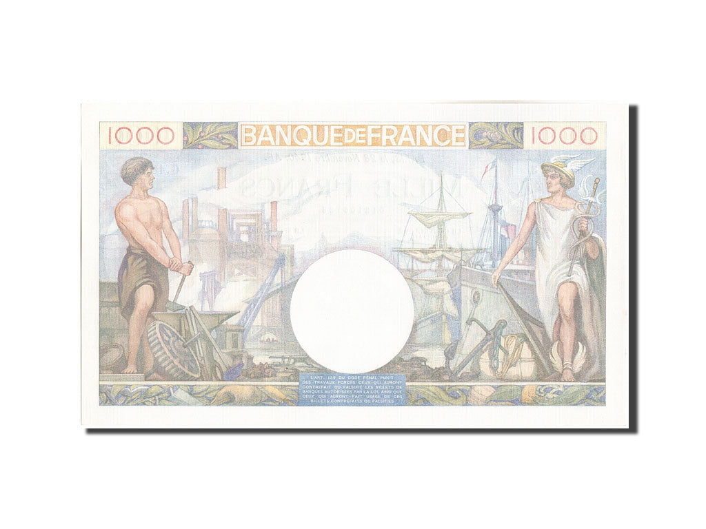 Banknote, France, 1000 Francs, 1 000 F 1940-1944 ''Commerce et Industrie''