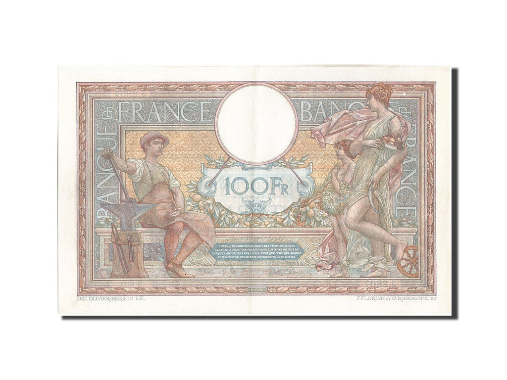 Banknote, France, 100 Francs, 100 F 1908-1939 ''Luc Olivier Merson'', 1915
