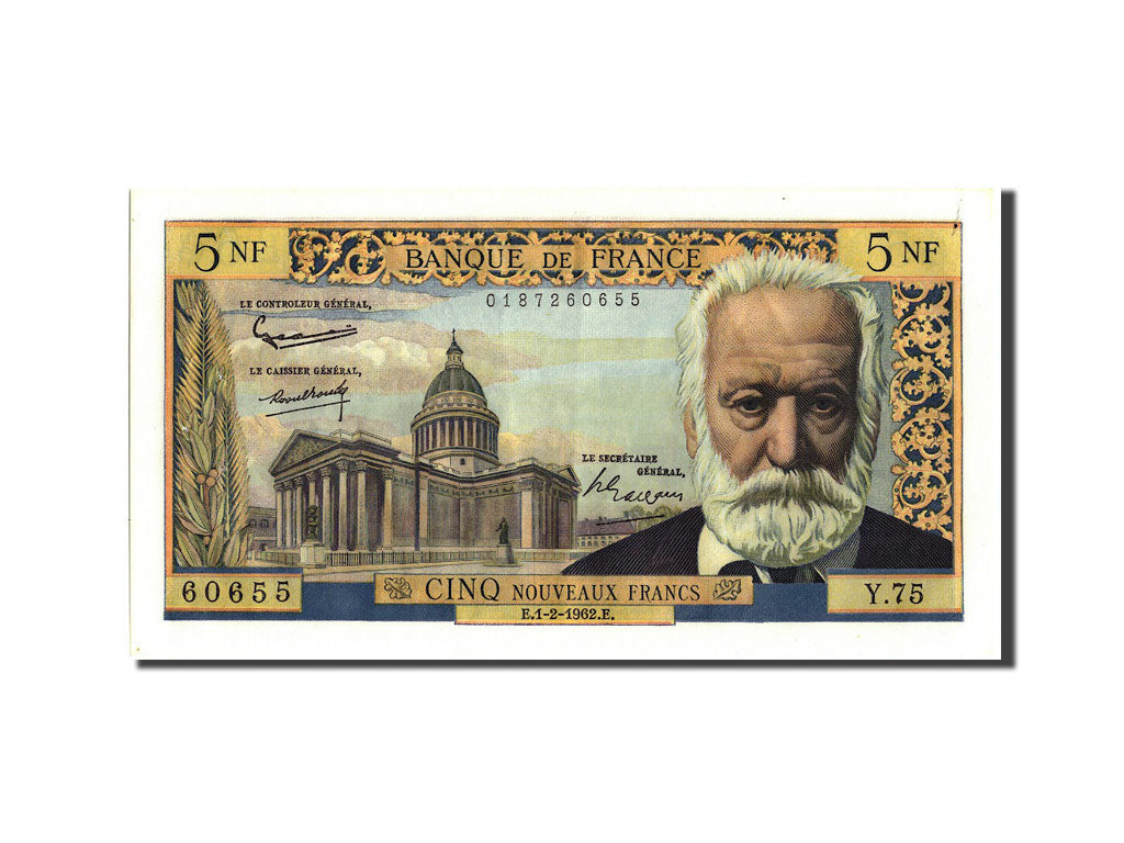 Banknote, France, 5 Nouveaux Francs, 5 NF 1959-1965 ''Victor Hugo'', 1962