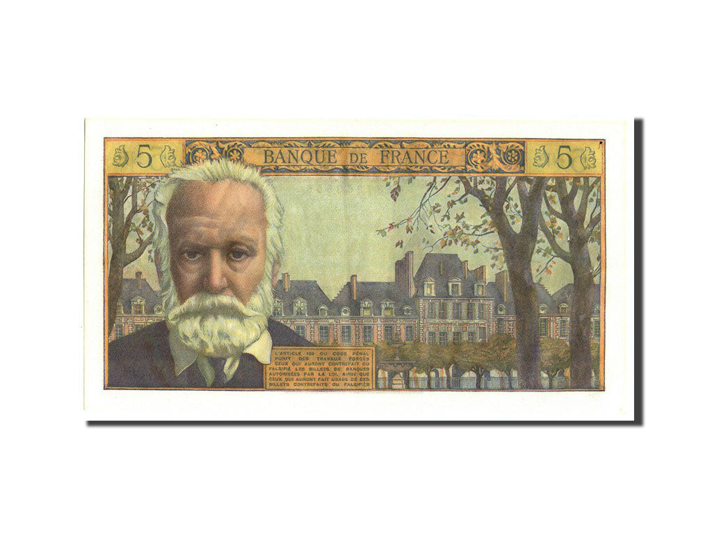 Banknote, France, 5 Nouveaux Francs, 5 NF 1959-1965 ''Victor Hugo'', 1962