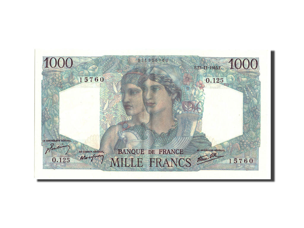Banconote, Francia, 1000 Francs, 1 000 F 1945-1950 ''Minerve et Hercule'', 1945