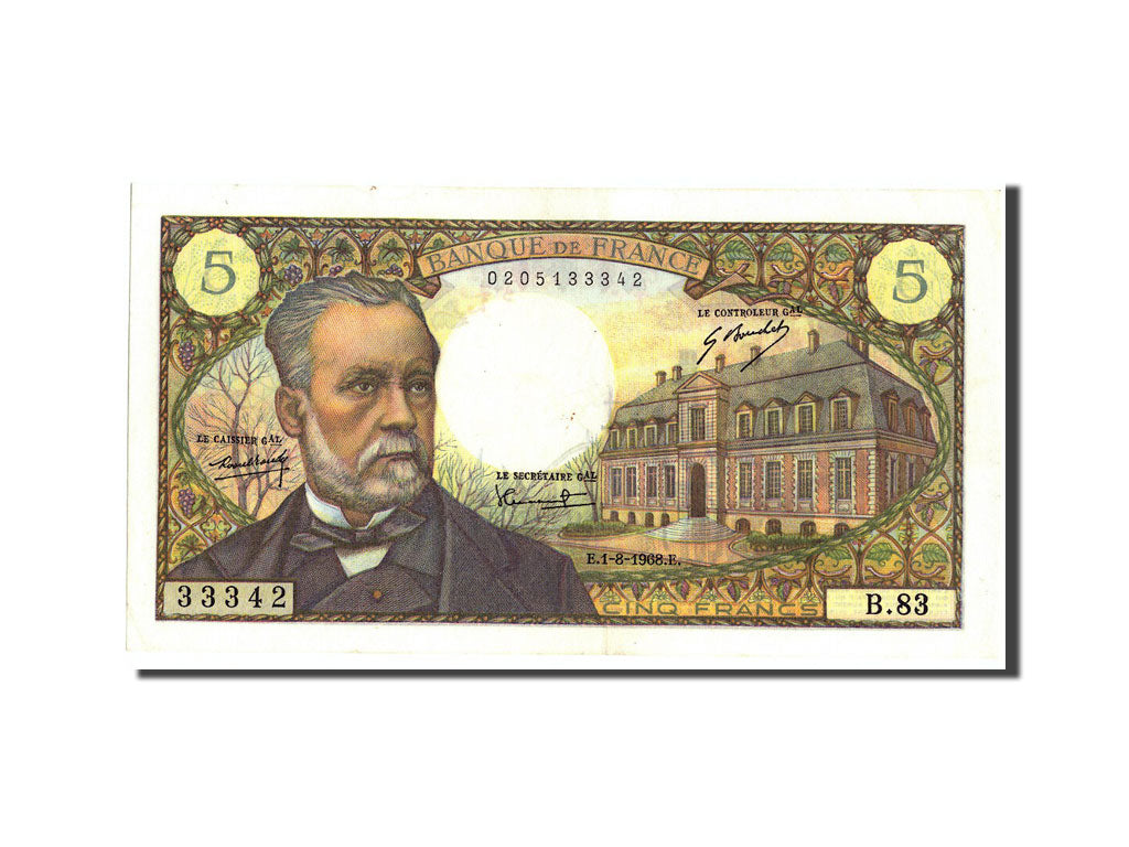 Geldschein, Frankreich, 5 Francs, 5 F 1966-1970 ''Pasteur'', 1968, 1968-08-01