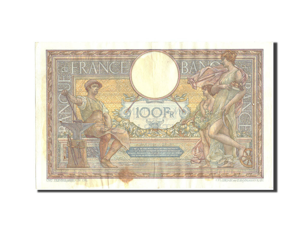 Banknote, France, 100 Francs, 100 F 1908-1939 ''Luc Olivier Merson'', 1913