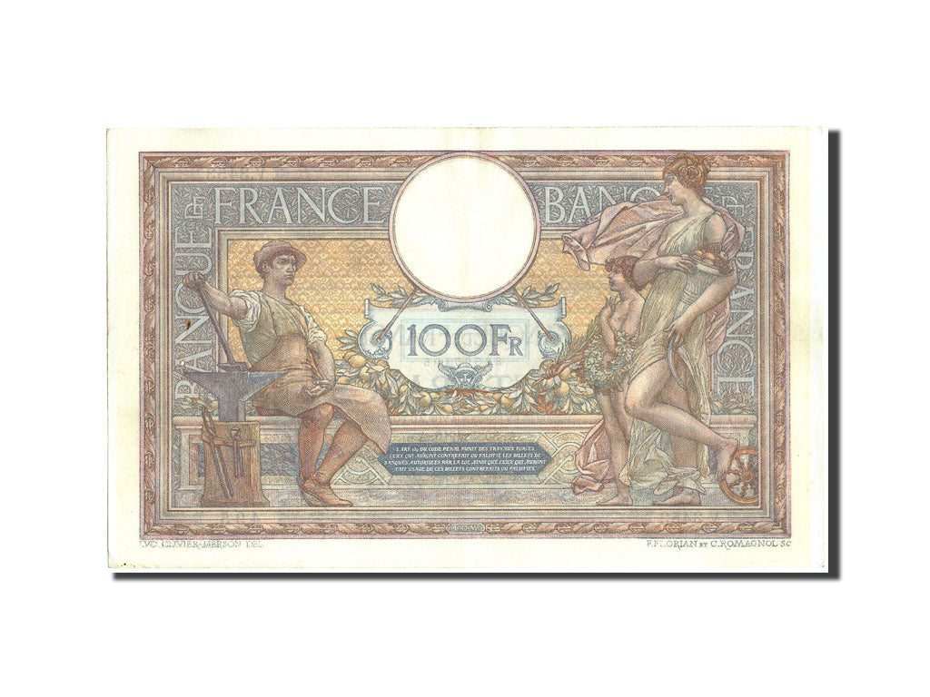 Banknote, France, 100 Francs, 100 F 1908-1939 ''Luc Olivier Merson'', 1916