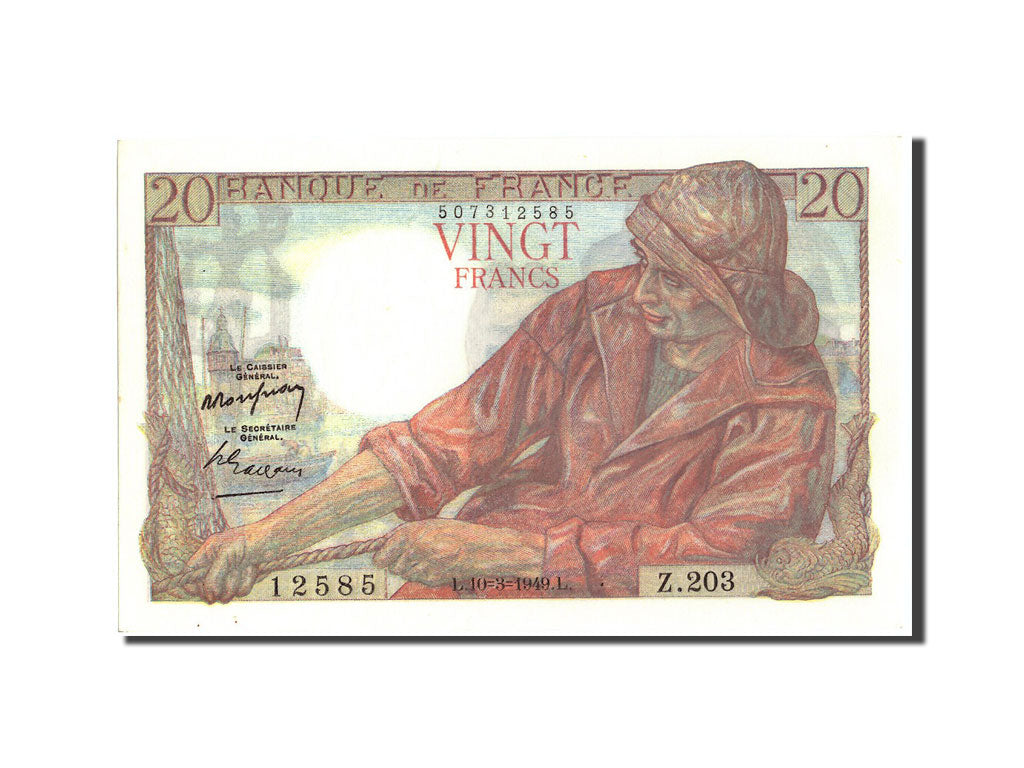Banknote, France, 20 Francs, 20 F 1942-1950 ''Pêcheur'', 1949, 1949-03-10