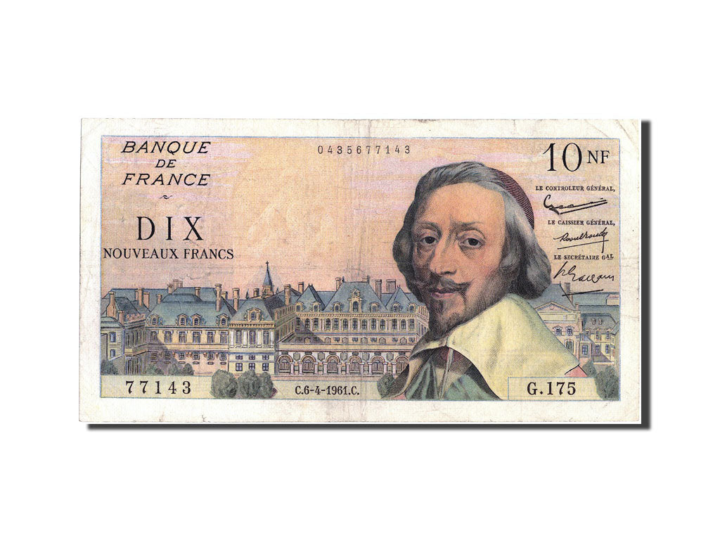 Banknote, France, 10 Nouveaux Francs, 10 NF 1959-1963 ''Richelieu'', 1961
