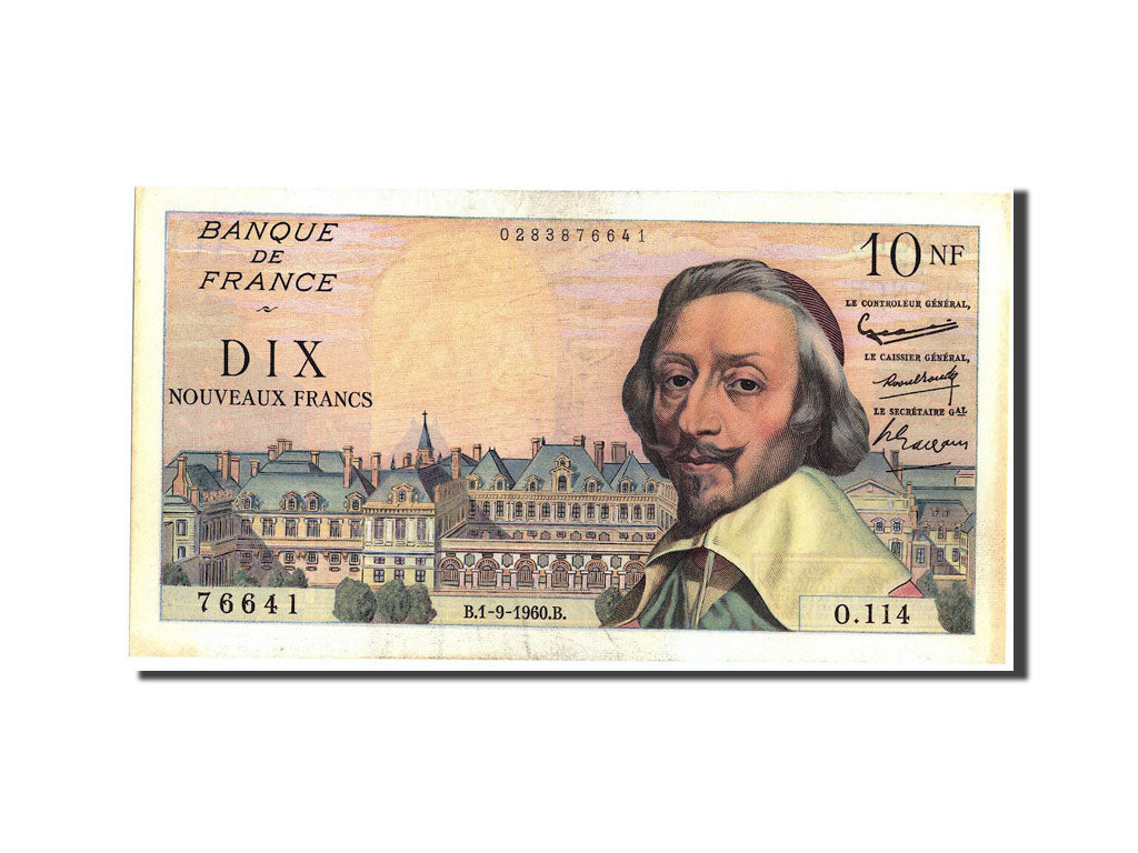 Geldschein, Frankreich, 10 Nouveaux Francs, 10 NF 1959-1963 ''Richelieu'', 1960
