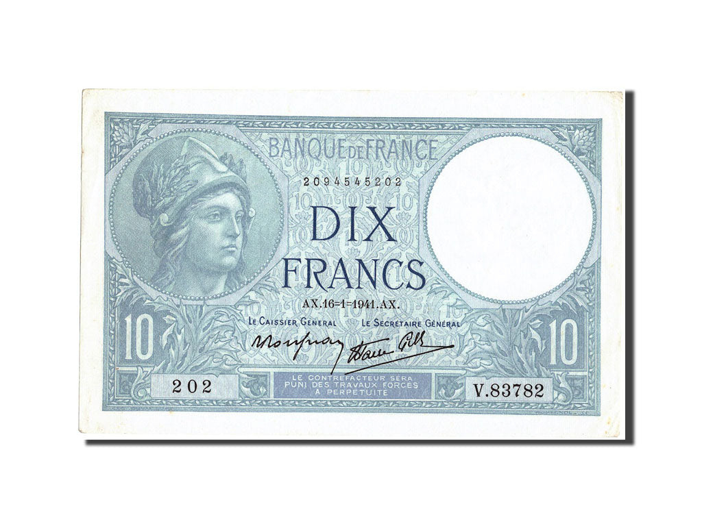 Banknote, France, 10 Francs, 10 F 1916-1942 ''Minerve'', 1941, 1941-01-16