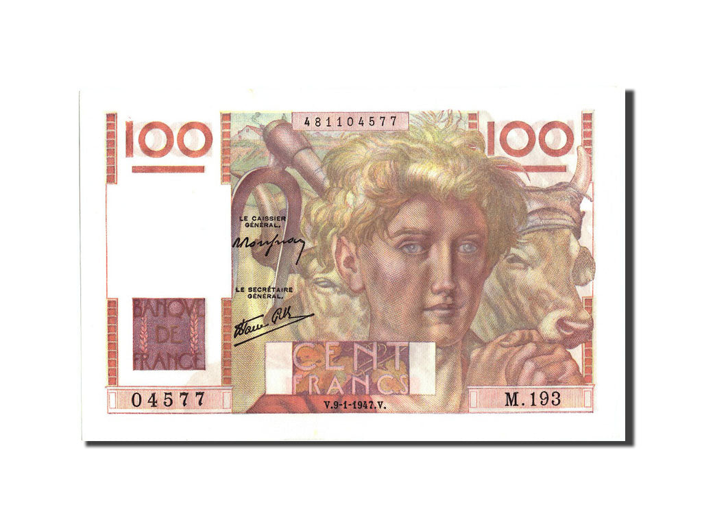Banknote, France, 100 Francs, 100 F 1945-1954 ''Jeune Paysan'', 1947