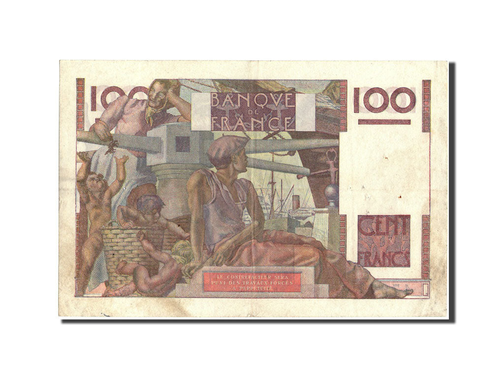Banknot, Francja, 100 Francs, Jeune Paysan, 1945, 1945-11-07, EF(40-45)