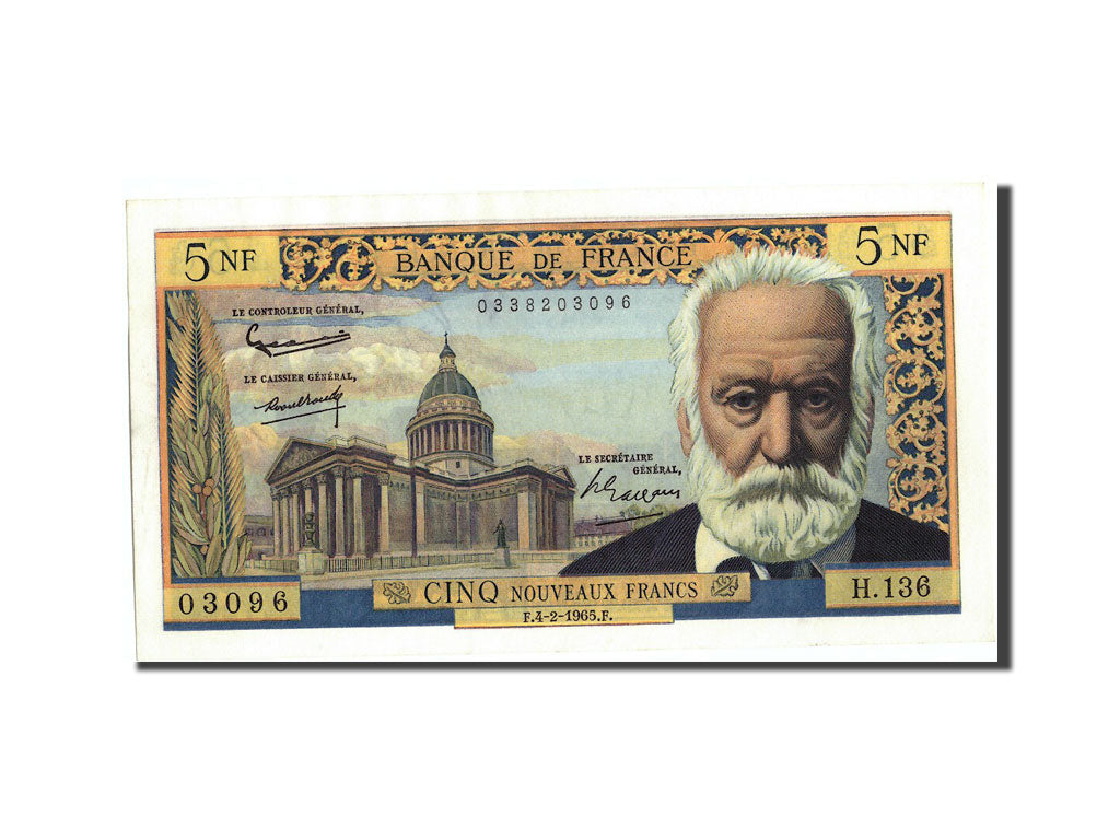 Geldschein, Frankreich, 5 Nouveaux Francs, 5 NF 1959-1965 ''Victor Hugo'', 1965