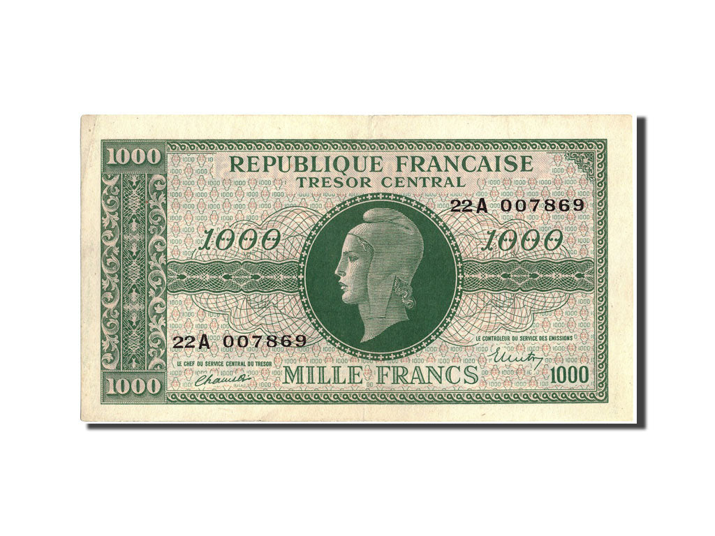 Banknote, France, 1000 Francs, 1943-1945 Marianne, 1945, Undated (1945)