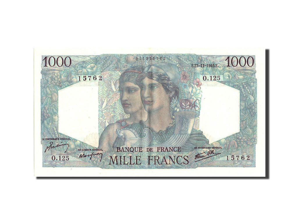Geldschein, Frankreich, 20 Francs, 1 000 F 1945-1950 ''Minerve et Hercule''