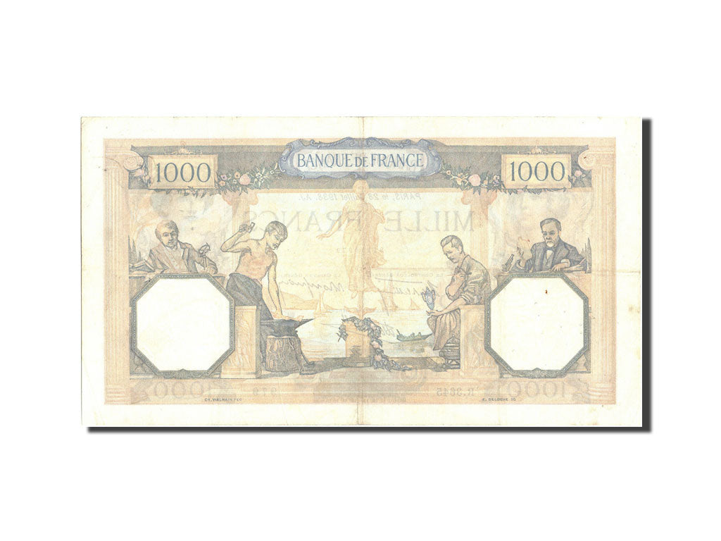 Banknot, Francja, 1000 Francs, Cérès et Mercure, 1938, 1938-07-28, AU(50-53)