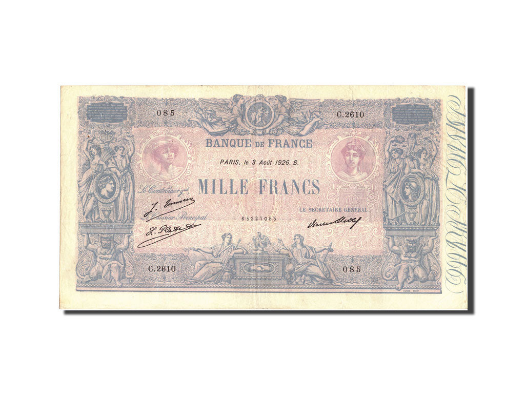 Biljet, Frankrijk, 1000 Francs, 1 000 F 1889-1926 ''Bleu et Rose'', 1926
