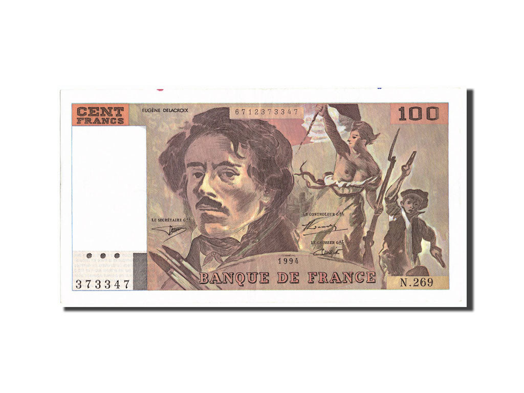 Banknot, Francja, 100 Francs, Delacroix, 1994, 1994, AU(55-58)