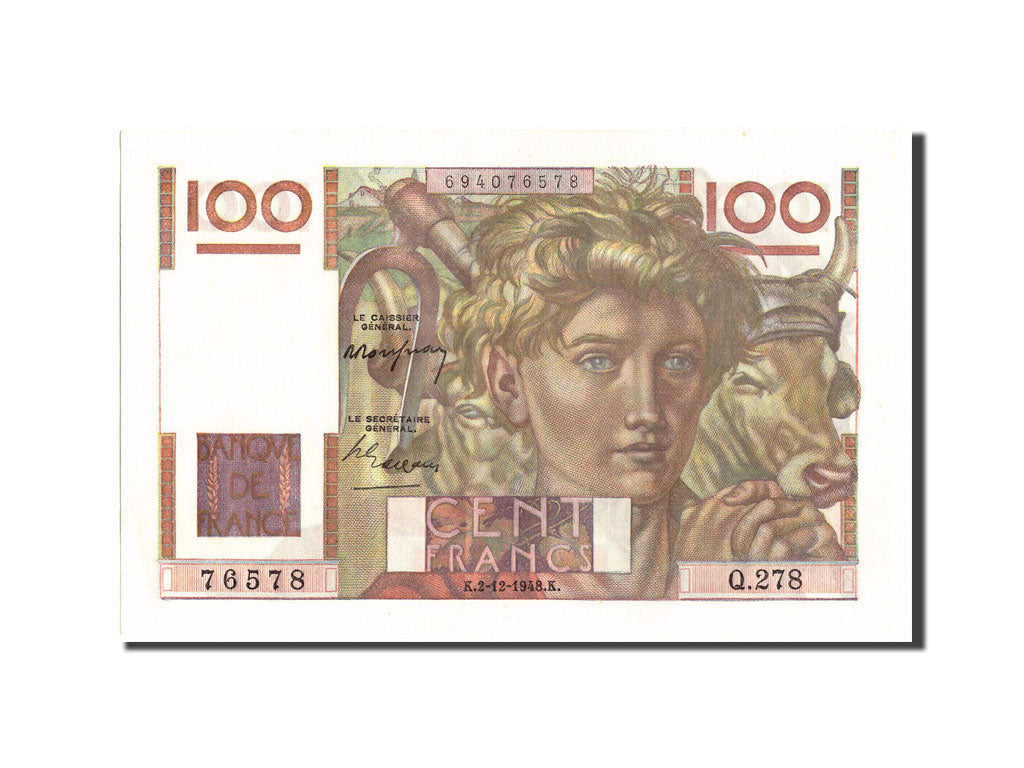 Banknote, France, 100 Francs, 100 F 1945-1954 ''Jeune Paysan'', 1948
