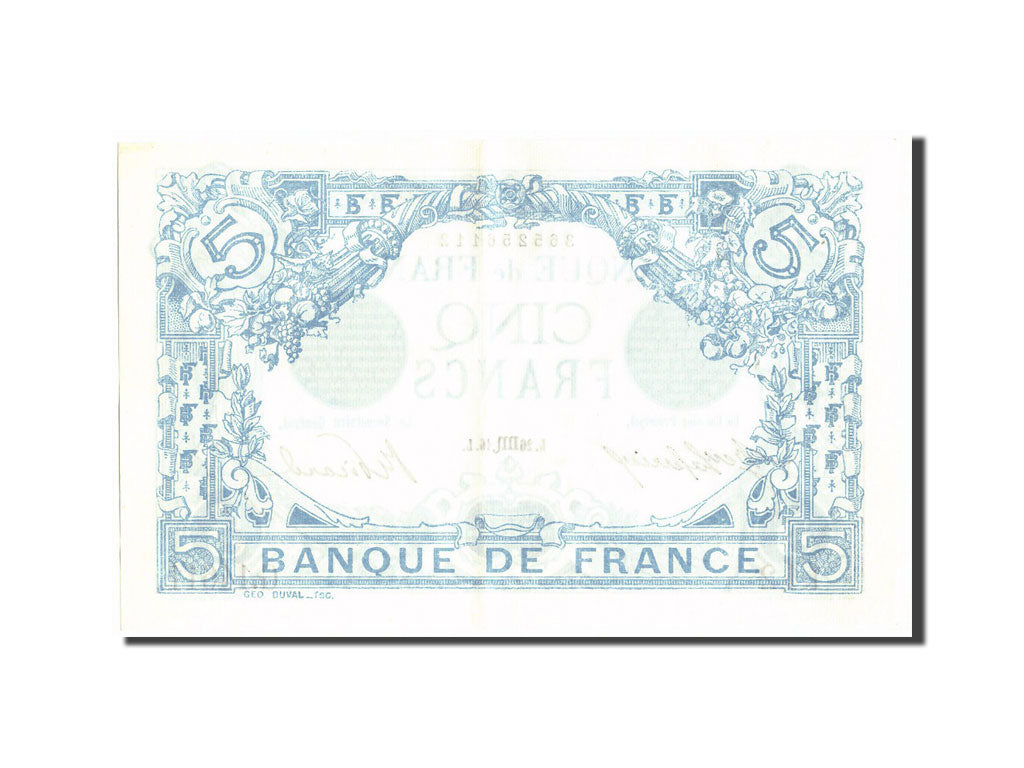 Geldschein, Frankreich, 5 Francs, 5 F 1912-1917 ''Bleu'', 1916, 1916-10-26, VZ