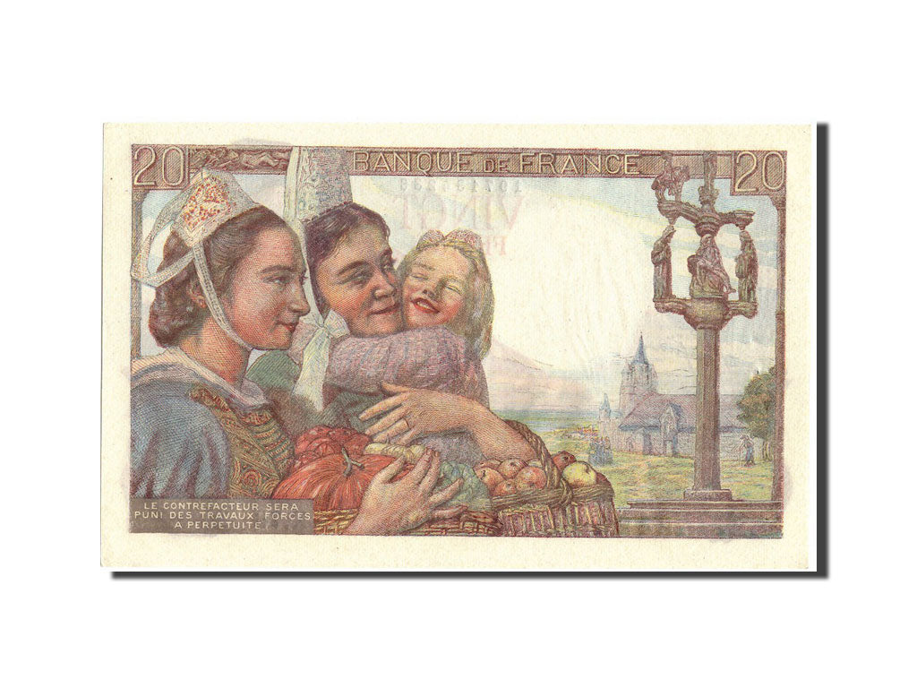 Banknote, France, 20 Francs, 20 F 1942-1950 ''Pêcheur'', 1943, 1943-04-15