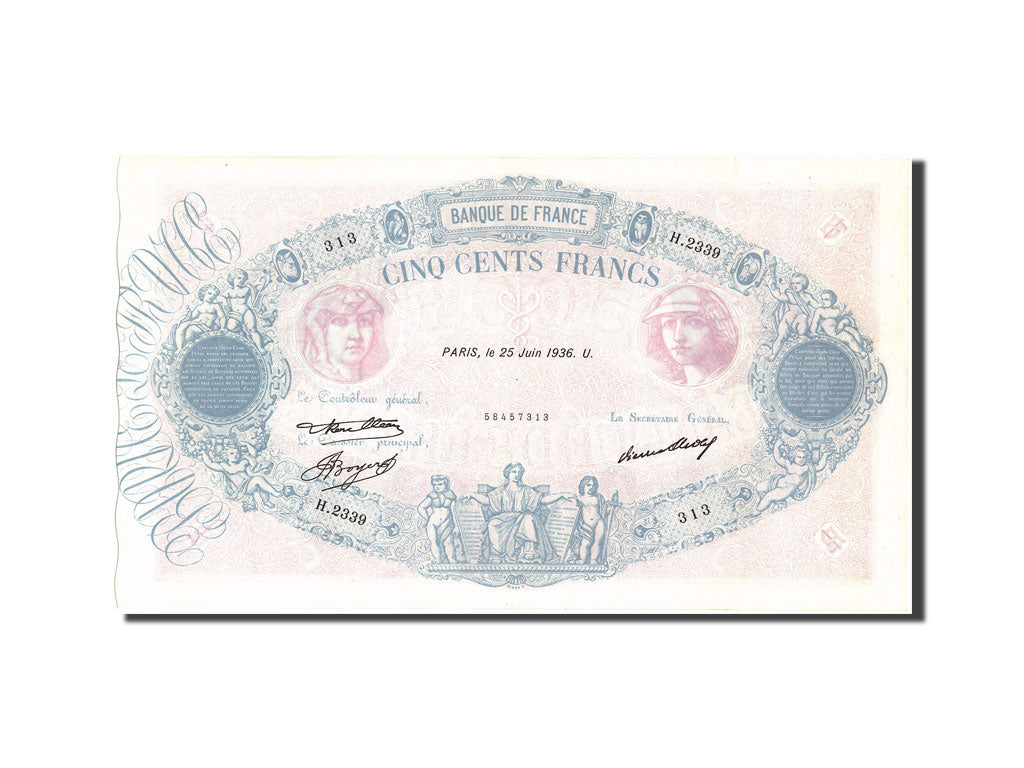 Banknote, France, 500 Francs, 500 F 1888-1940 ''Bleu et Rose'', 1936