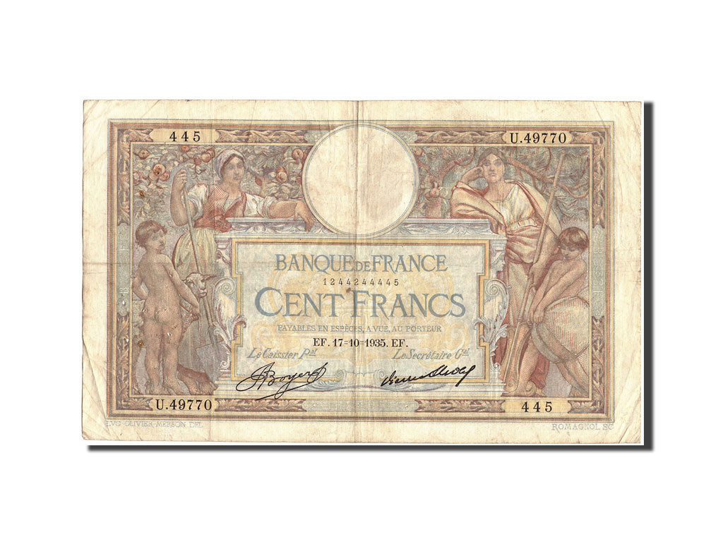 Billet, France, 100 Francs, 100 F 1908-1939 ''Luc Olivier Merson'', 1935
