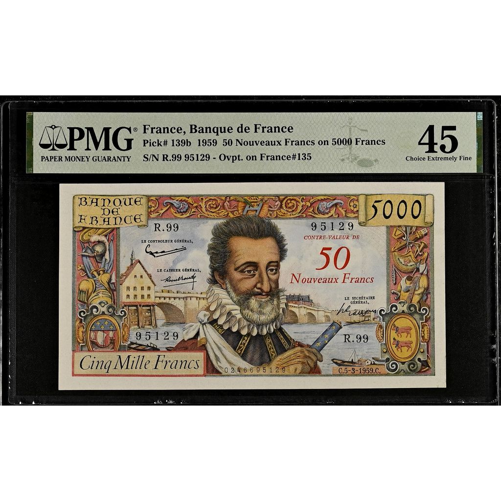 France, 50 Nouveaux Francs on 5000 Francs, Henri IV, 1959-03-05, R.99, EF 45