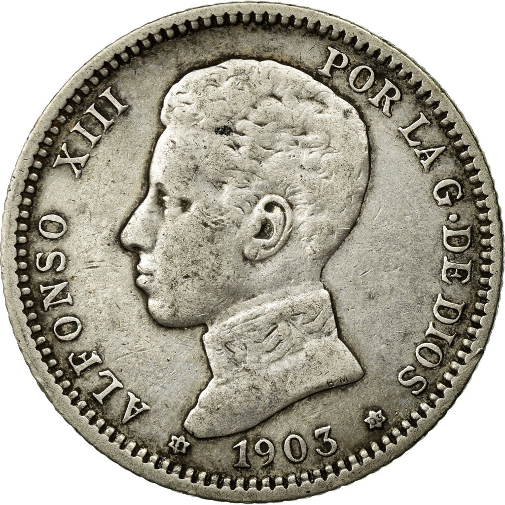Münze, Spanien, Alfonso XIII, Peseta, 1891, S+, Silber