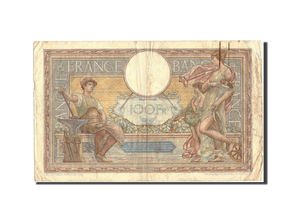 Banknote, France, 100 Francs, 100 F 1908-1939 ''Luc Olivier Merson'', 1932