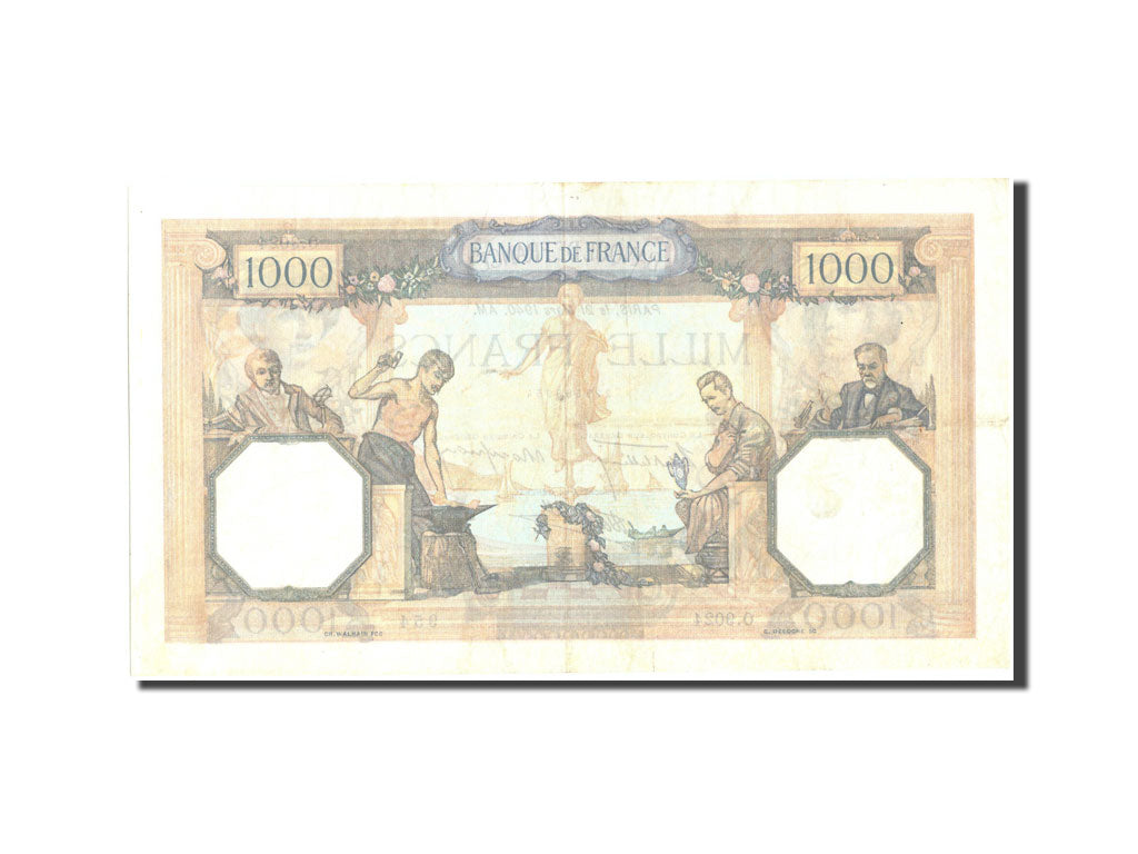 Geldschein, Frankreich, 1000 Francs, 1 000 F 1927-1940 ''Cérès et Mercure''