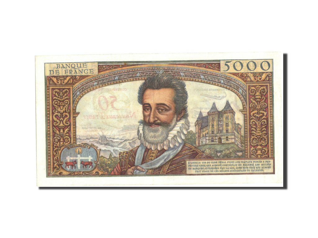 Banknot, Francja, 50 Nouveaux Francs on 5000 Francs, 1955-1959 Overprinted with
