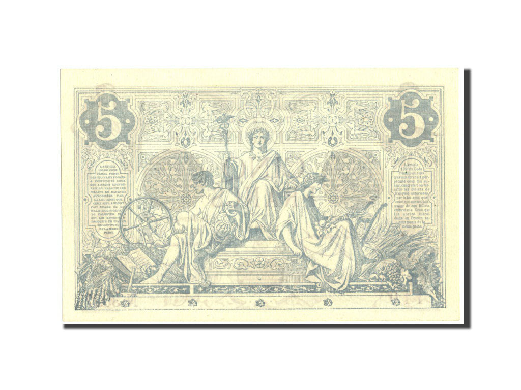 Billete, Francia, 5 Francs, 5 F 1871-1874 ''Noir'', 1873, 1873-10-08, EBC+