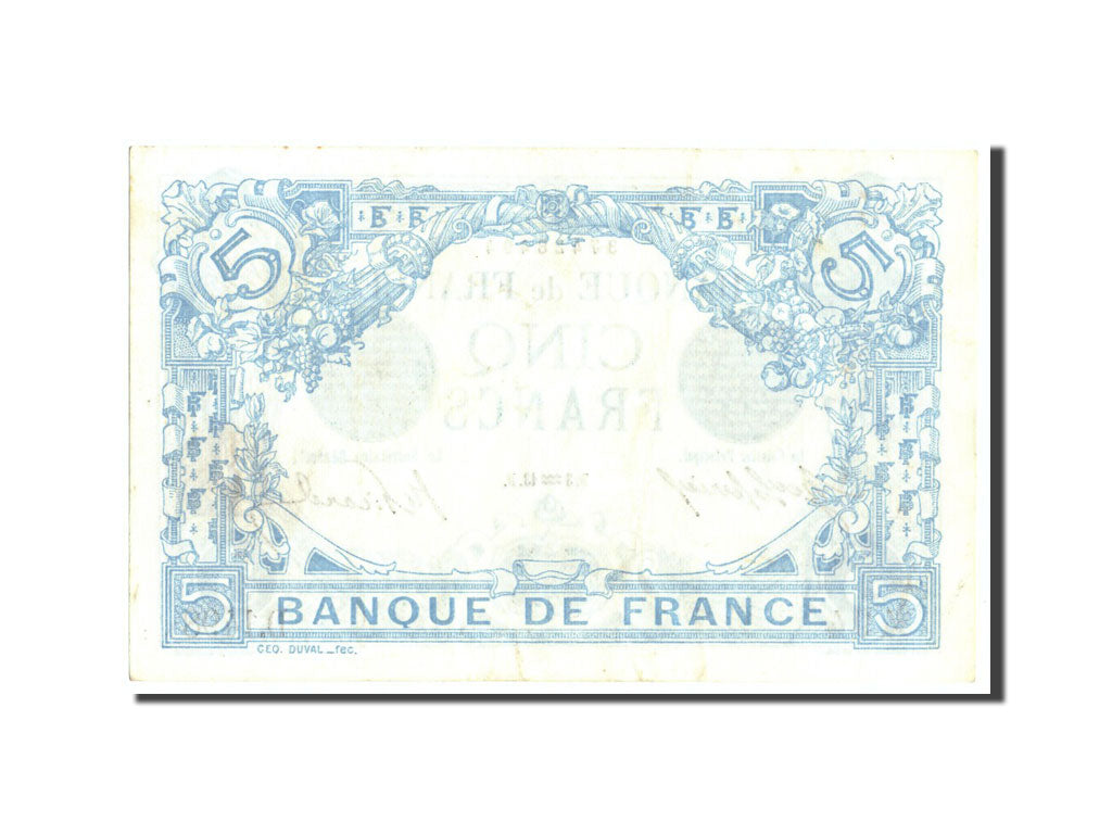 Geldschein, Frankreich, 5 Francs, 5 F 1912-1917 ''Bleu'', 1913, 1913-01-03, VZ