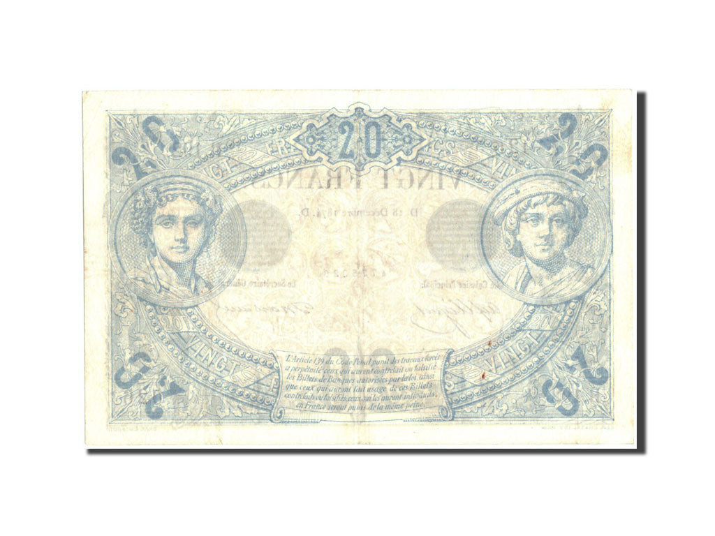 Francia, 20 Francs, Noir, 1874-12-18, B.192, BB+