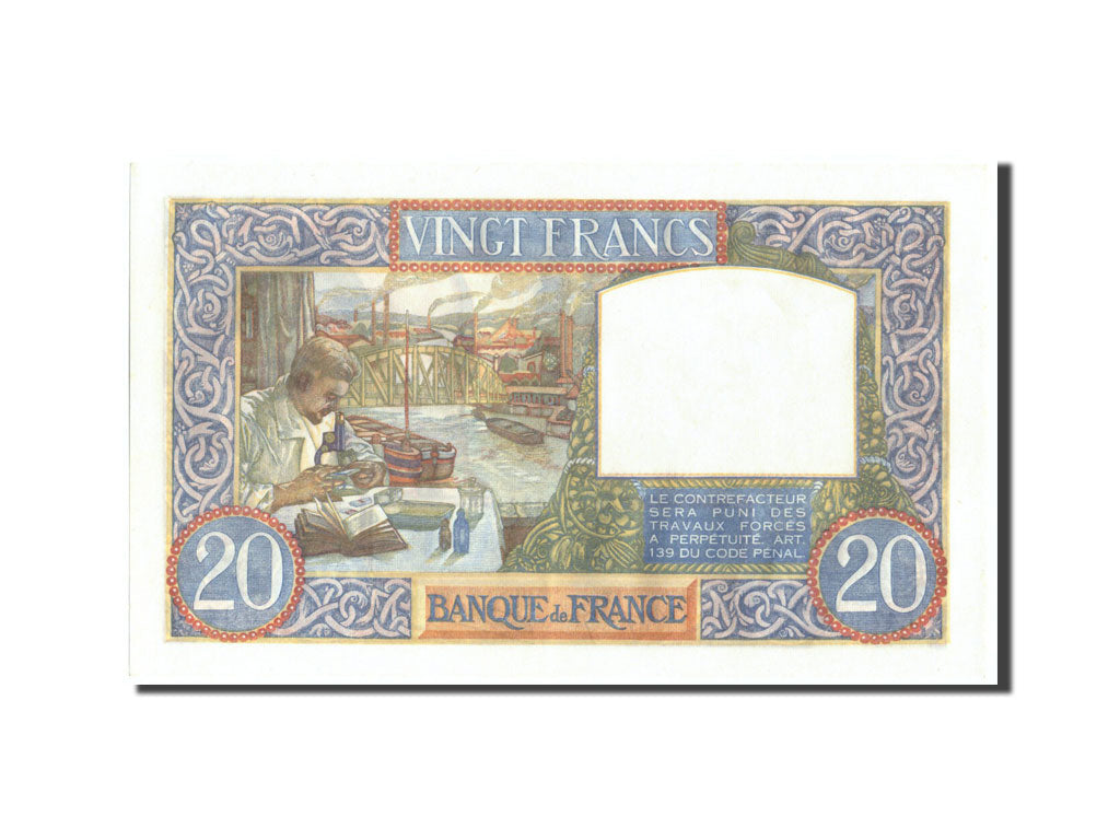 Geldschein, Frankreich, 20 Francs, 20 F 1939-1942 ''Science et Travail'', 1941