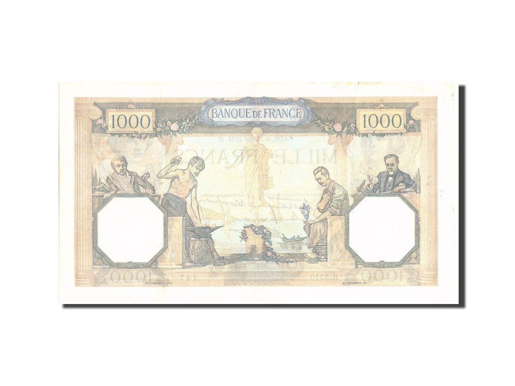 Banknote, France, 1000 Francs, 1 000 F 1927-1940 ''Cérès et Mercure'', 1938