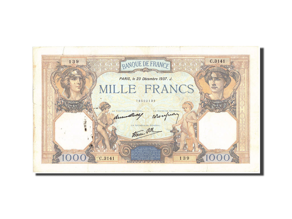 Billet, France, 1000 Francs, 1 000 F 1927-1940 ''Cérès et Mercure'', 1937