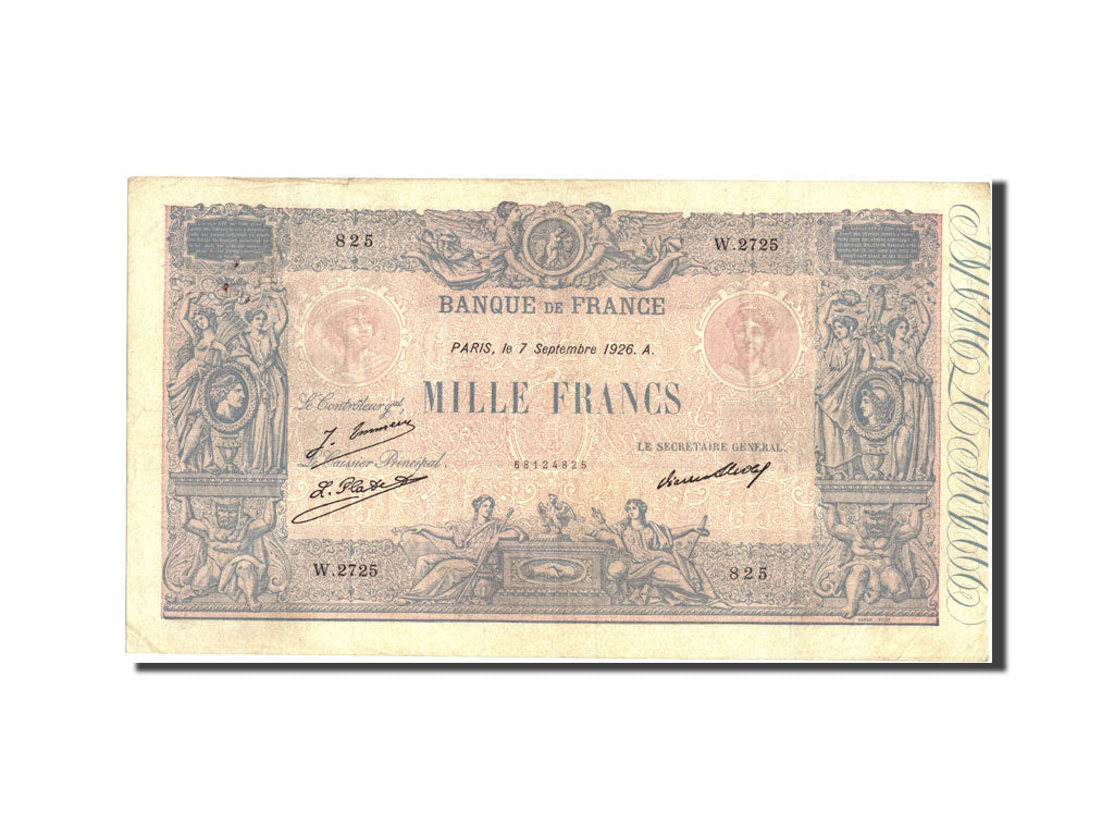 Biljet, Frankrijk, 1000 Francs, 1 000 F 1889-1926 ''Bleu et Rose'', 1926