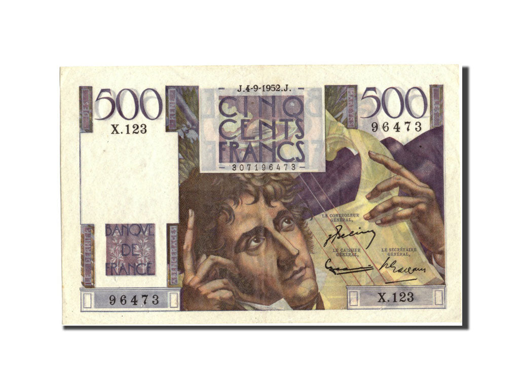 Geldschein, Frankreich, 500 Francs, 500 F 1945-1953 ''Chateaubriand'', 1952