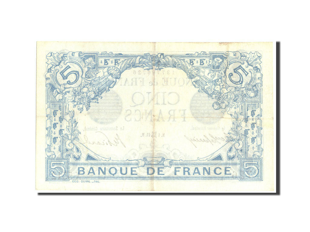 Banconote, Francia, 5 Francs, 5 F 1912-1917 ''Bleu'', 1915, 1915-05-01, BB+
