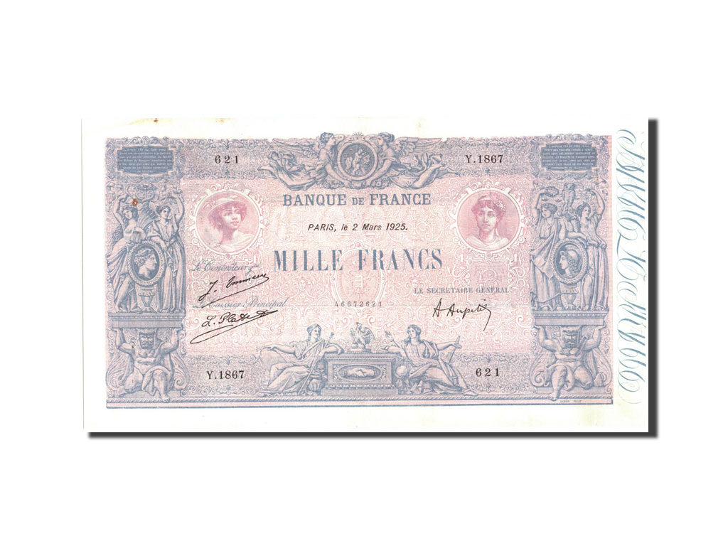 Biljet, Frankrijk, 1000 Francs, 1 000 F 1889-1926 ''Bleu et Rose'', 1925