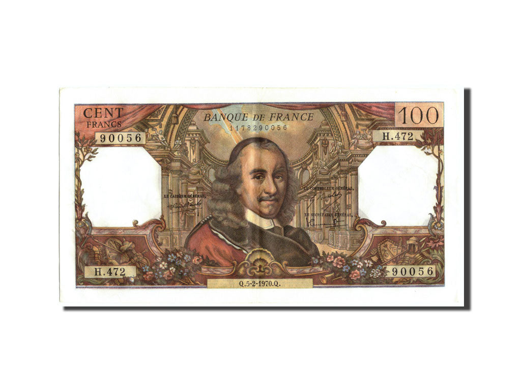 Geldschein, Frankreich, 100 Francs, 100 F 1964-1979 ''Corneille'', 1970