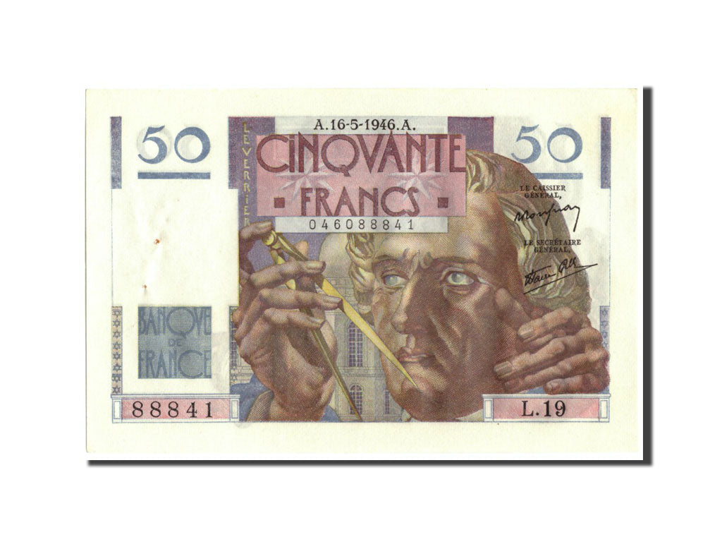 Geldschein, Frankreich, 50 Francs, 50 F 1946-1951 ''Le Verrier'', 1946