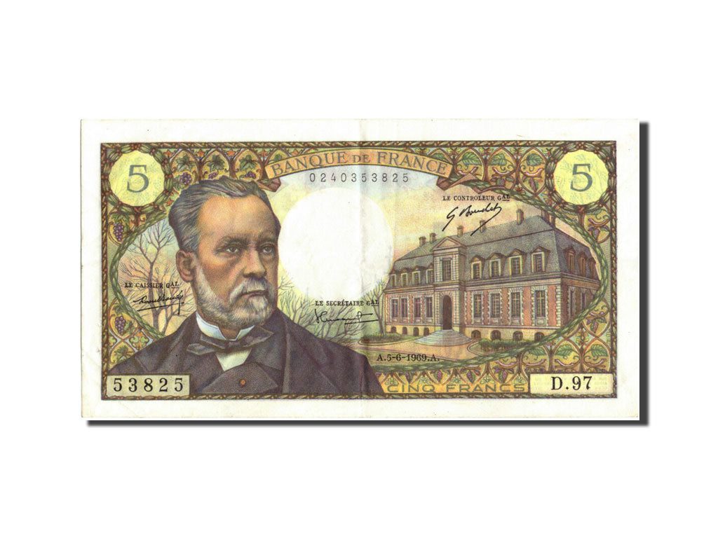 Billete, Francia, 5 Francs, 5 F 1966-1970 ''Pasteur'', 1969, 1969-06-05, MBC+